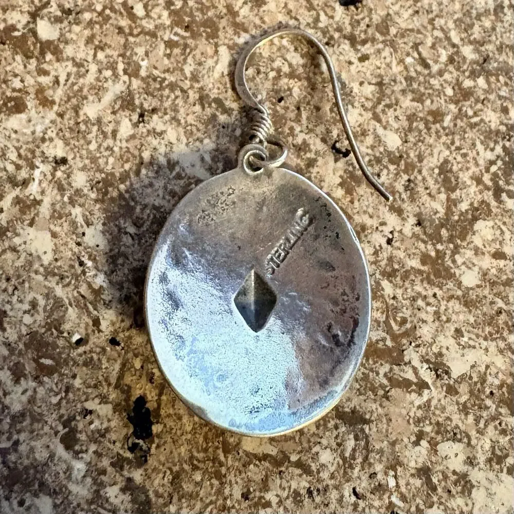 Sterling Silver Concho/Sunburst Dangle Earrings Vintage